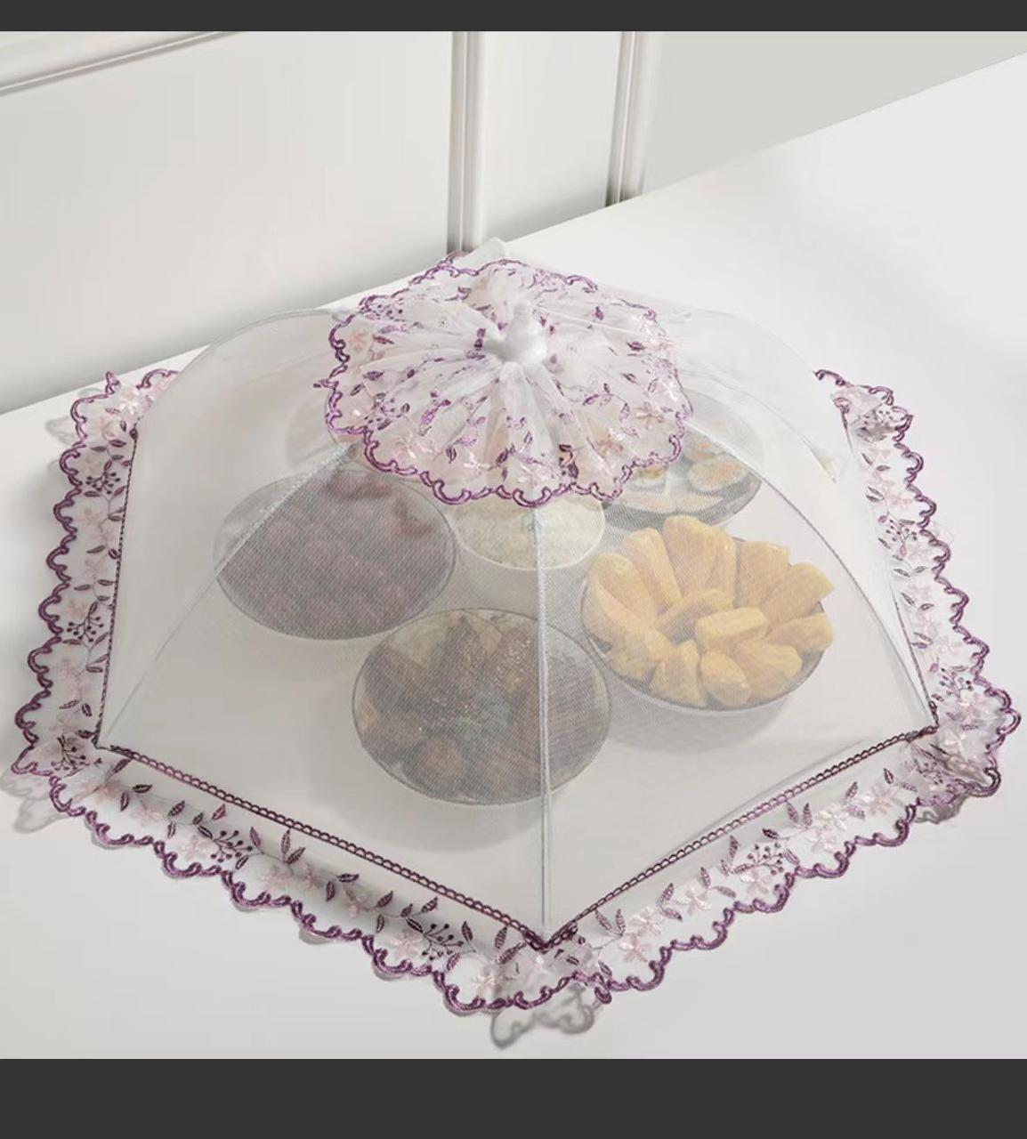 Insect-proof Foldable Food Cover Portable Umbrella Style Dustproof Table Cover Lace Breathable Kitchen Gadgets Outdoor