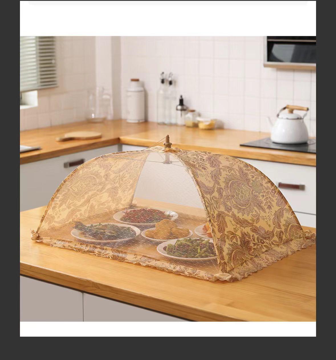 Food Cover Dish Cover - Foldable Table Cover for Leftover Food, Fly-Proof Square Design for Household Use