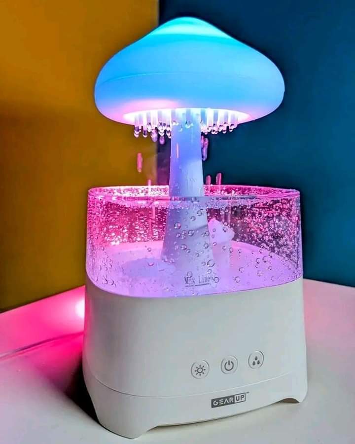 Mushroom Air Humidifier Home Bedroom Aromatherapy Lamp Calming Water Drops Sounds Diffuser Humidifier Rain Cloud Night Light