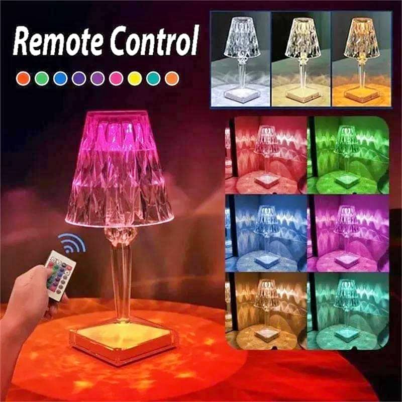 Reachable diamond crystal RGB multi colored Table Bed Side Lamp